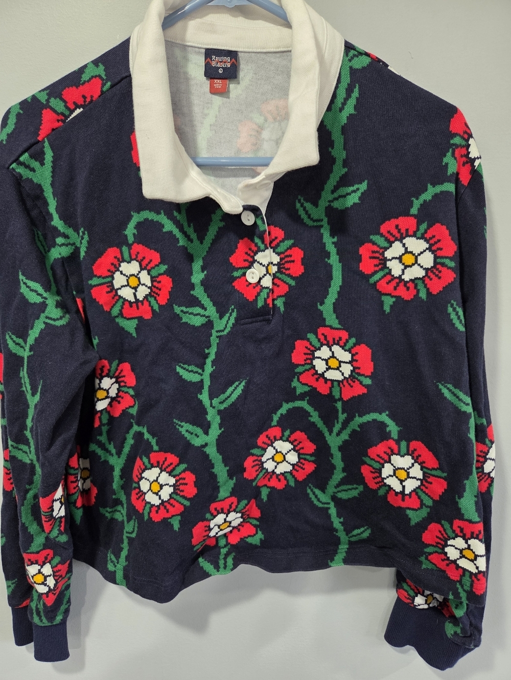 Target Rowing Blazers Rose Print Womens Rugby Cropped Shirt XXL